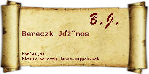 Bereczk János névjegykártya
